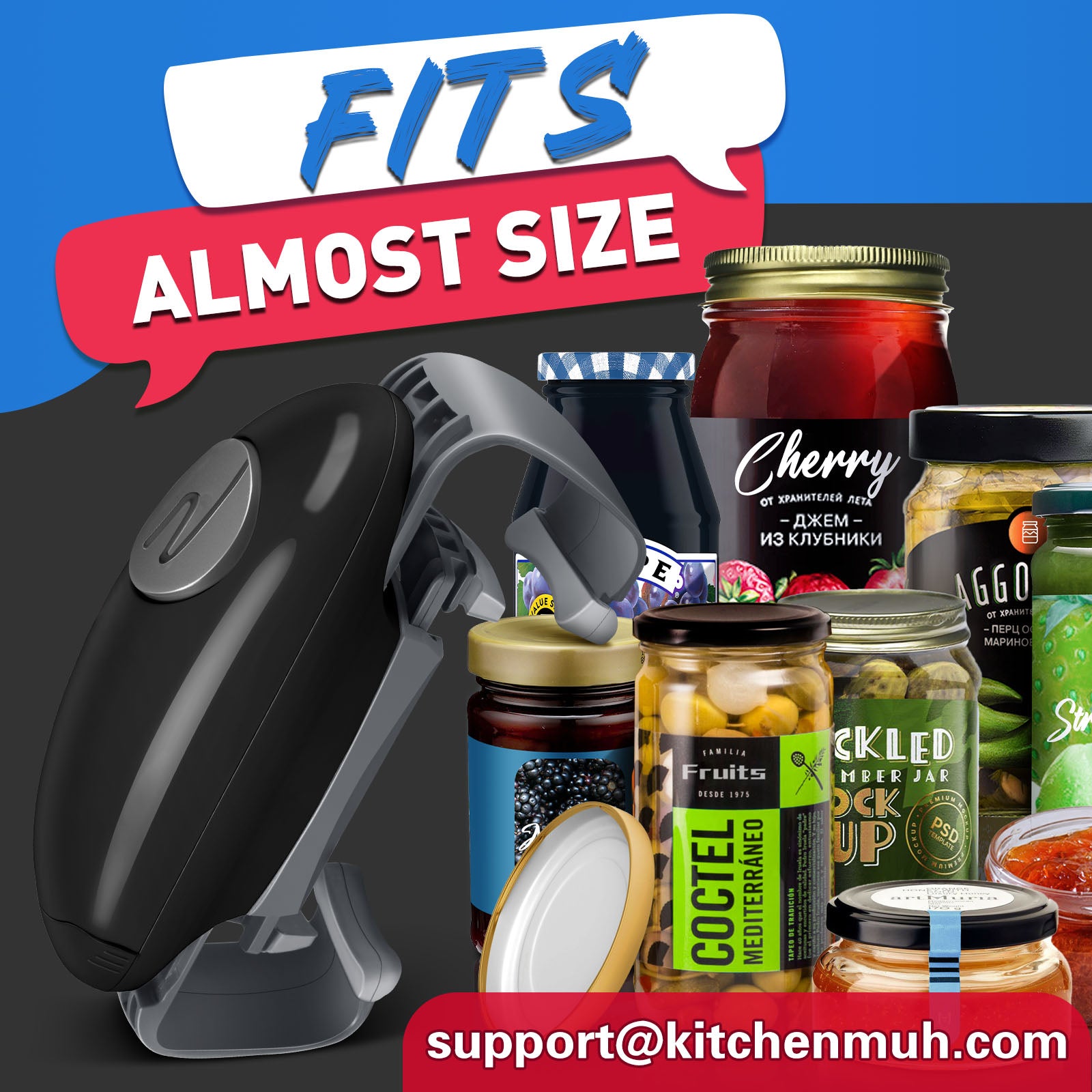 Higher Torque Electric Jar Opener for Seniors with Arthritis Fit Almost Jars Size, Strong Tough Automatic Jar Opener for Weak Hands, Hands Free Battery Operated Bottle Opener for Arthritic Hands Black