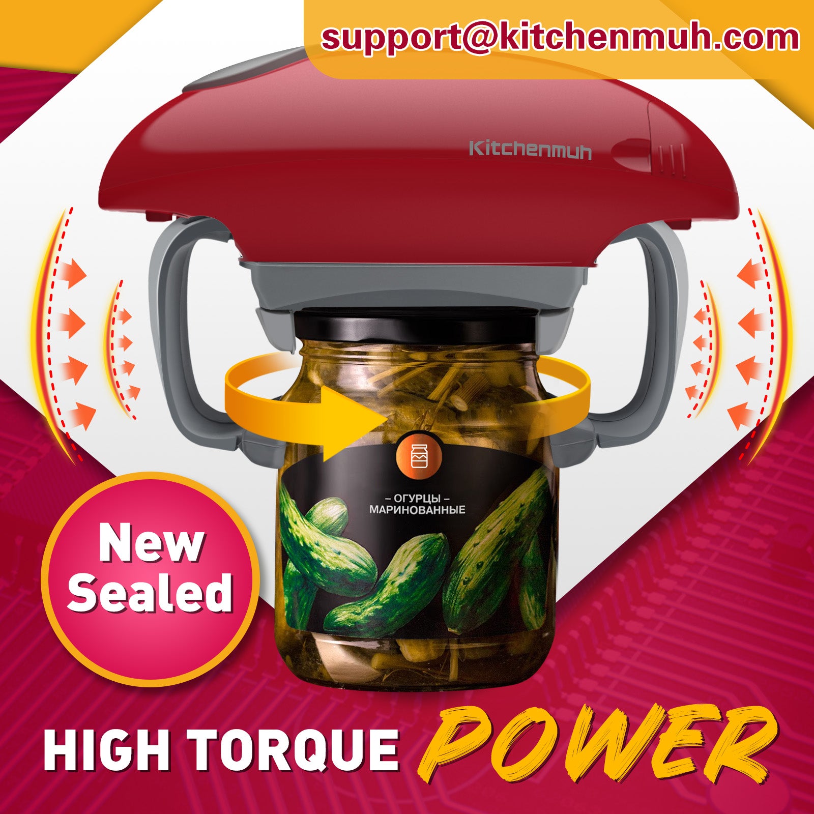 Higher Torque Electric Jar Opener for Seniors with Arthritis Fit Almost Jars Size, Strong Tough Automatic Jar Opener for Weak Hands, Hands Free Battery Operated Bottle Opener for Arthritic Hands Red