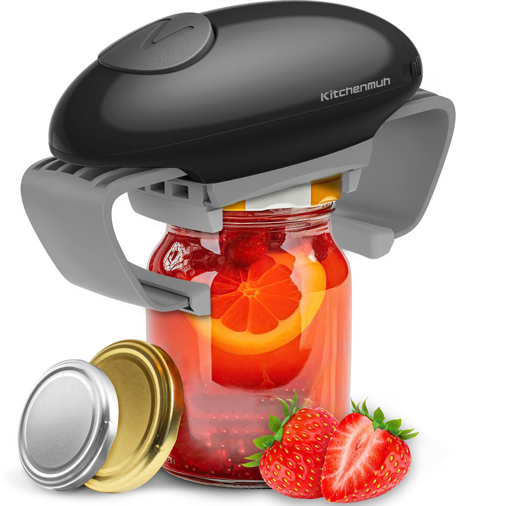 Higher Torque Electric Jar Opener for Seniors with Arthritis Fit Almost Jars Size, Strong Tough Automatic Jar Opener for Weak Hands, Hands Free Battery Operated Bottle Opener for Arthritic Hands Black